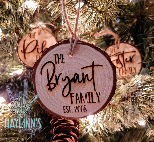 Natural Wood {LASER ENGRAVED} Family Ornaments