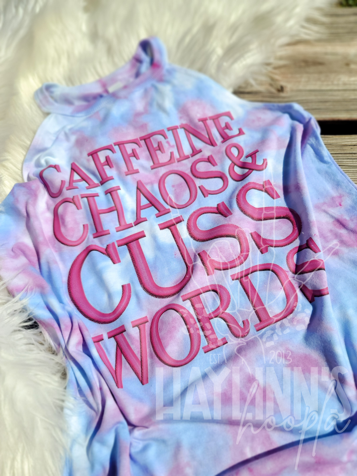 Caffeine Chaos & Cuss Words Rocker Tank/Tee