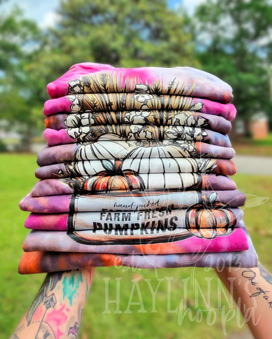 Handpicked Farm Fresh Pumpkins {Ice Dyed} Tee and MATCHING BLANKS