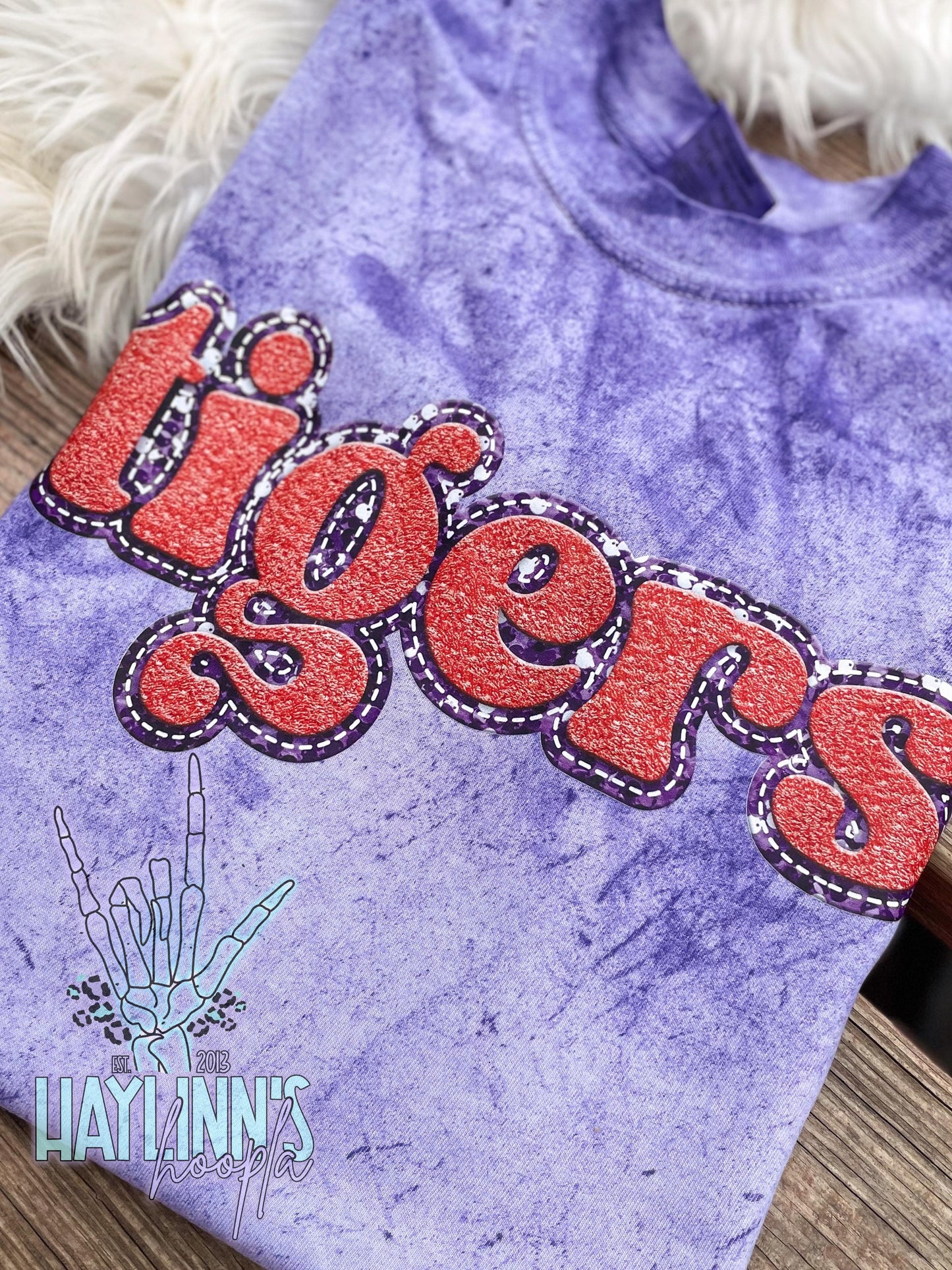 Trendy School Mascot Name {FAUX CHENILLE/FAUX SEQUIN} Tee