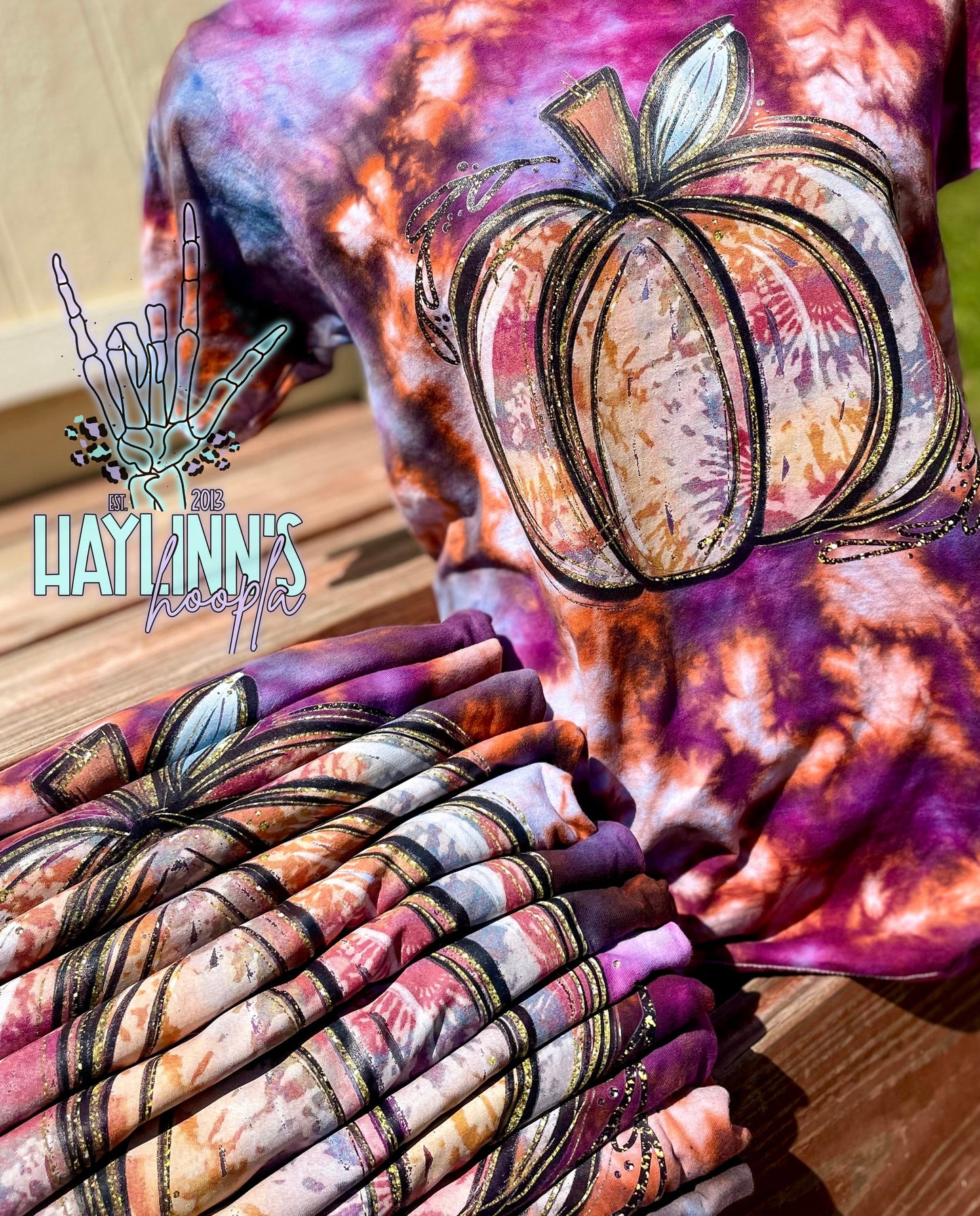 Fall Watercolor Pumpkin {Ice Dyed} Tee and MATCHING BLANKS