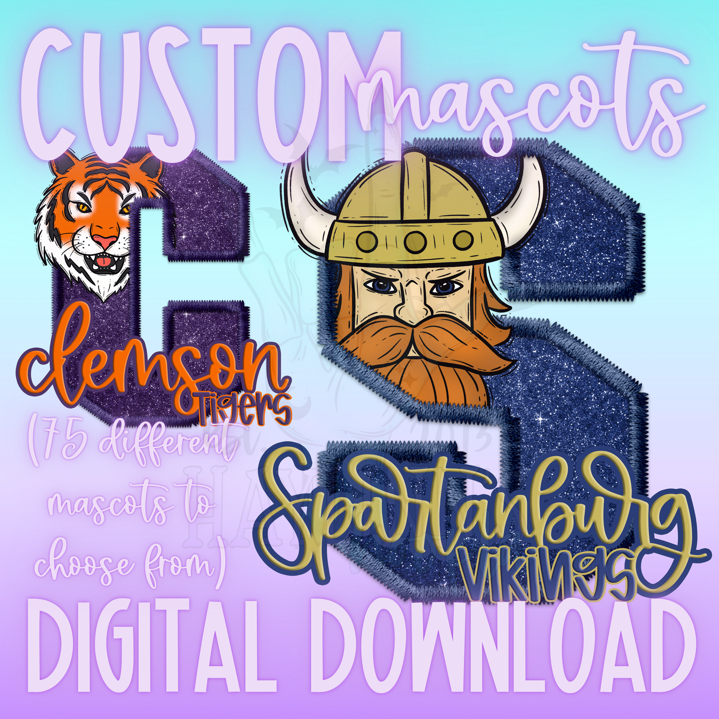 Pop Out FAUX EMBROIDERY [School Mascot] CUSTOM DIGITAL DESIGN