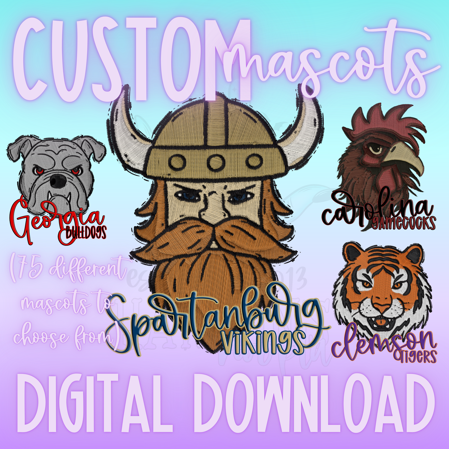 Faux Embroidered Patch [School Mascot] CUSTOM DIGITAL DESIGN