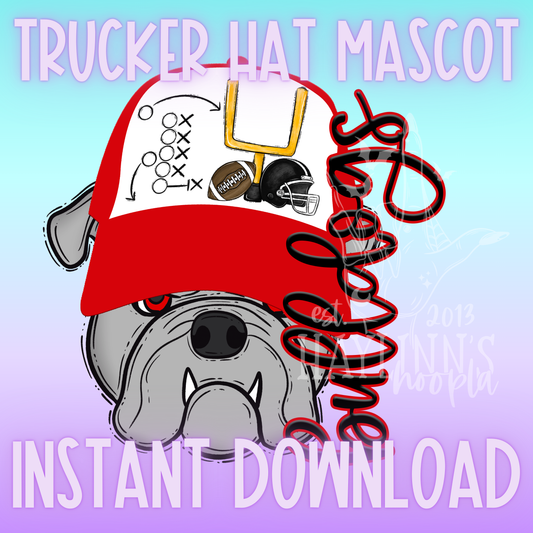 Bulldog {red & black} Trucker Hat DIGITAL DESIGN