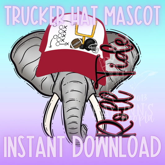 Elephant {crimson} Trucker Hat DIGITAL DESIGN