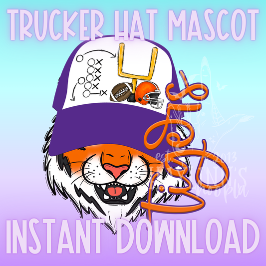 Tiger {purple & orange} Trucker Hat DIGITAL DESIGN