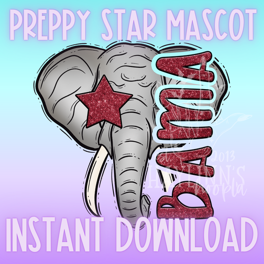Alabama Preppy Star Mascot DIGITAL DESIGN