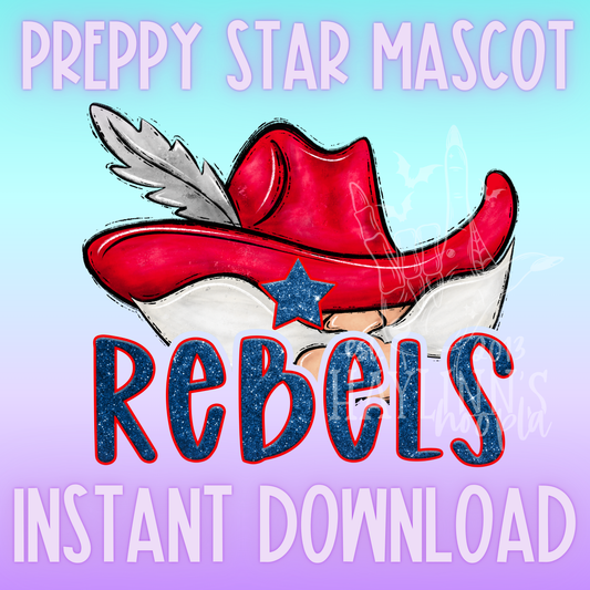 Rebel Preppy Star Mascot DIGITAL DESIGN