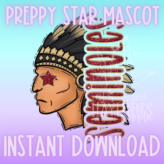 Seminoles Preppy Star Mascot DIGITAL DESIGN