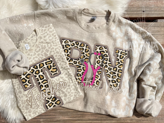 Leopard Title/Occupation {Faux Embroidery/Faux Sequin} Apparel