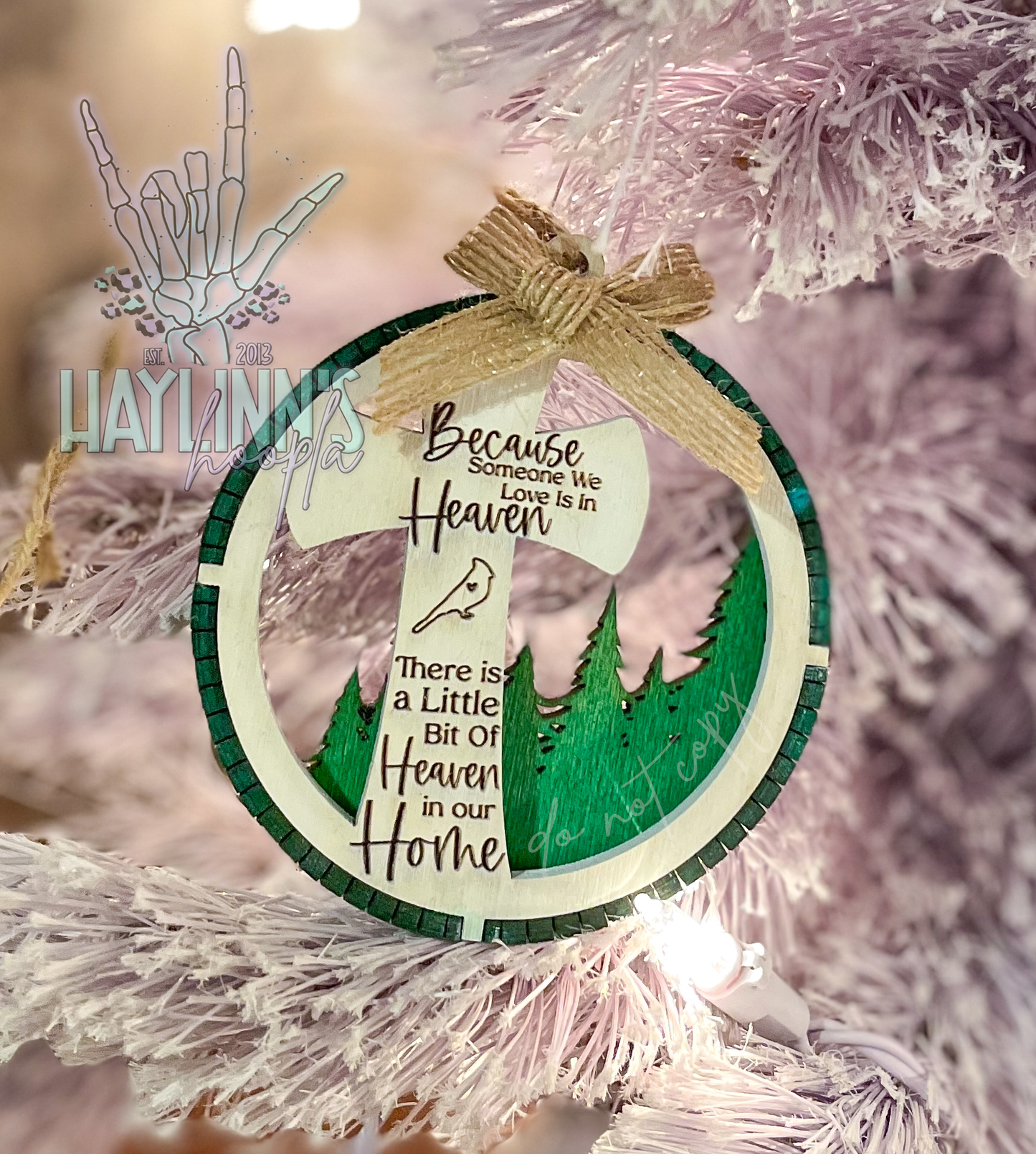 Because Someone We Love is in Heaven {3D LIVING HINGE} Wood Christmas Ornament