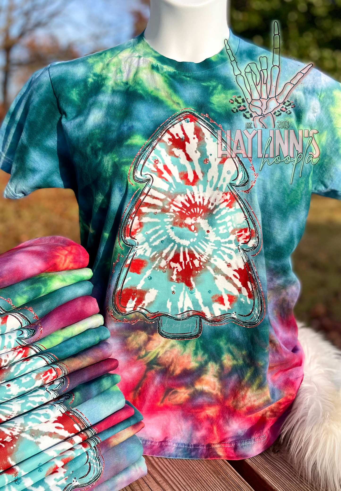Christmas Watercolor Tree {Ice Dyed} Tee and MATCHING BLANKS
