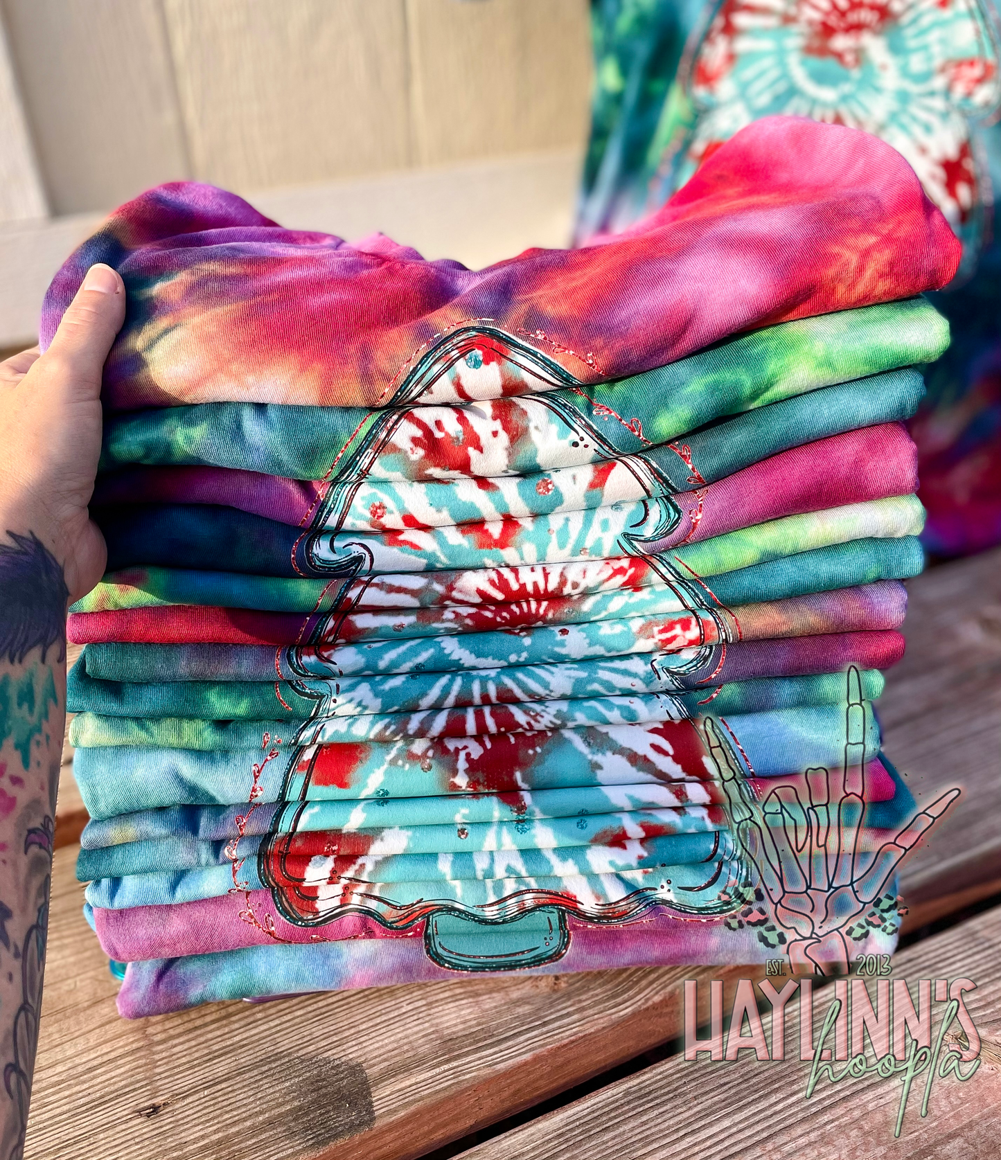 Christmas Watercolor Tree {Ice Dyed} Tee and MATCHING BLANKS