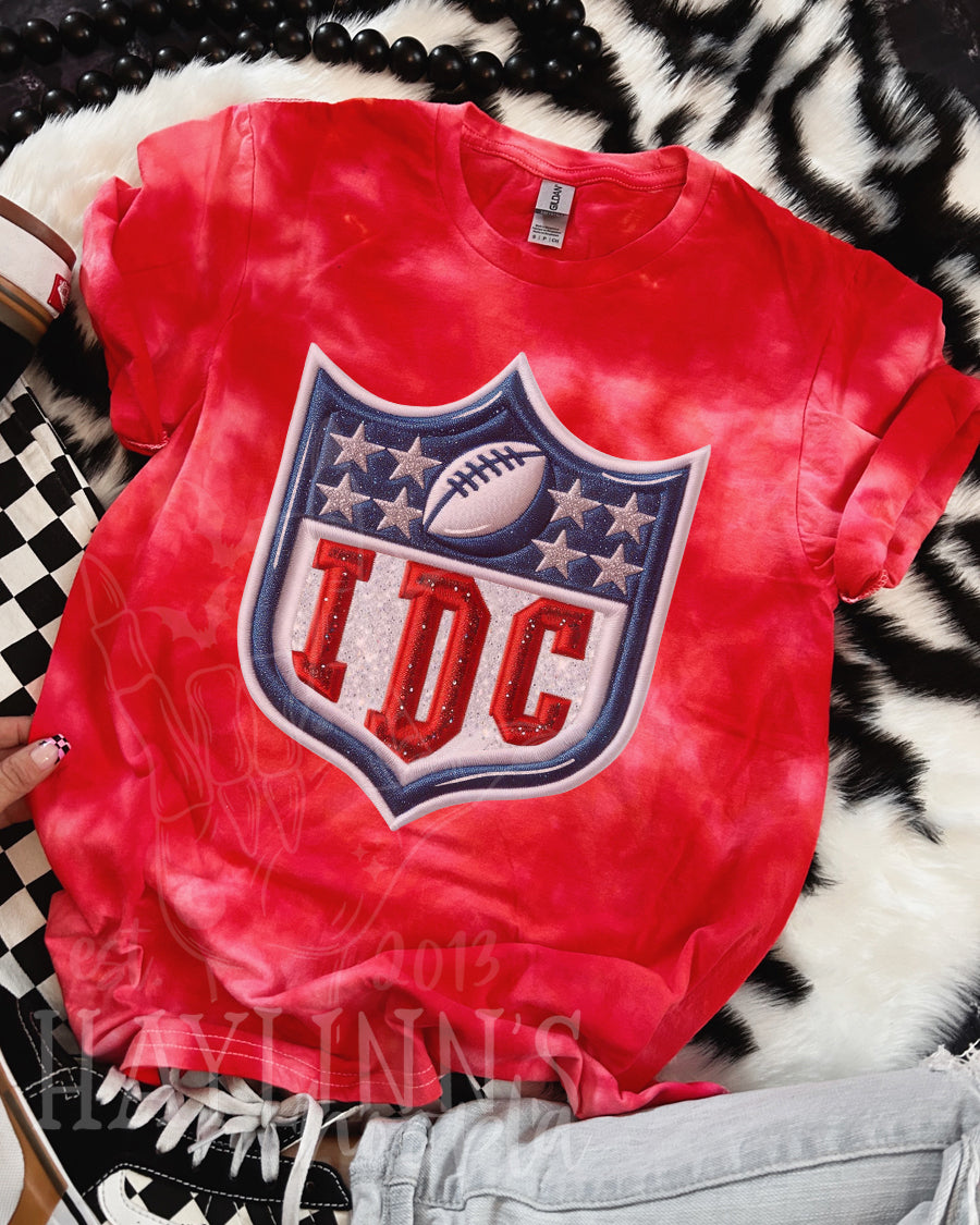 IDC [faux embroidered] Football Tee