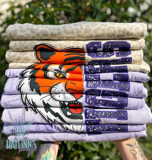 Tiger Mascot {FAUX SEQUIN/EMBROIDERY} Tee