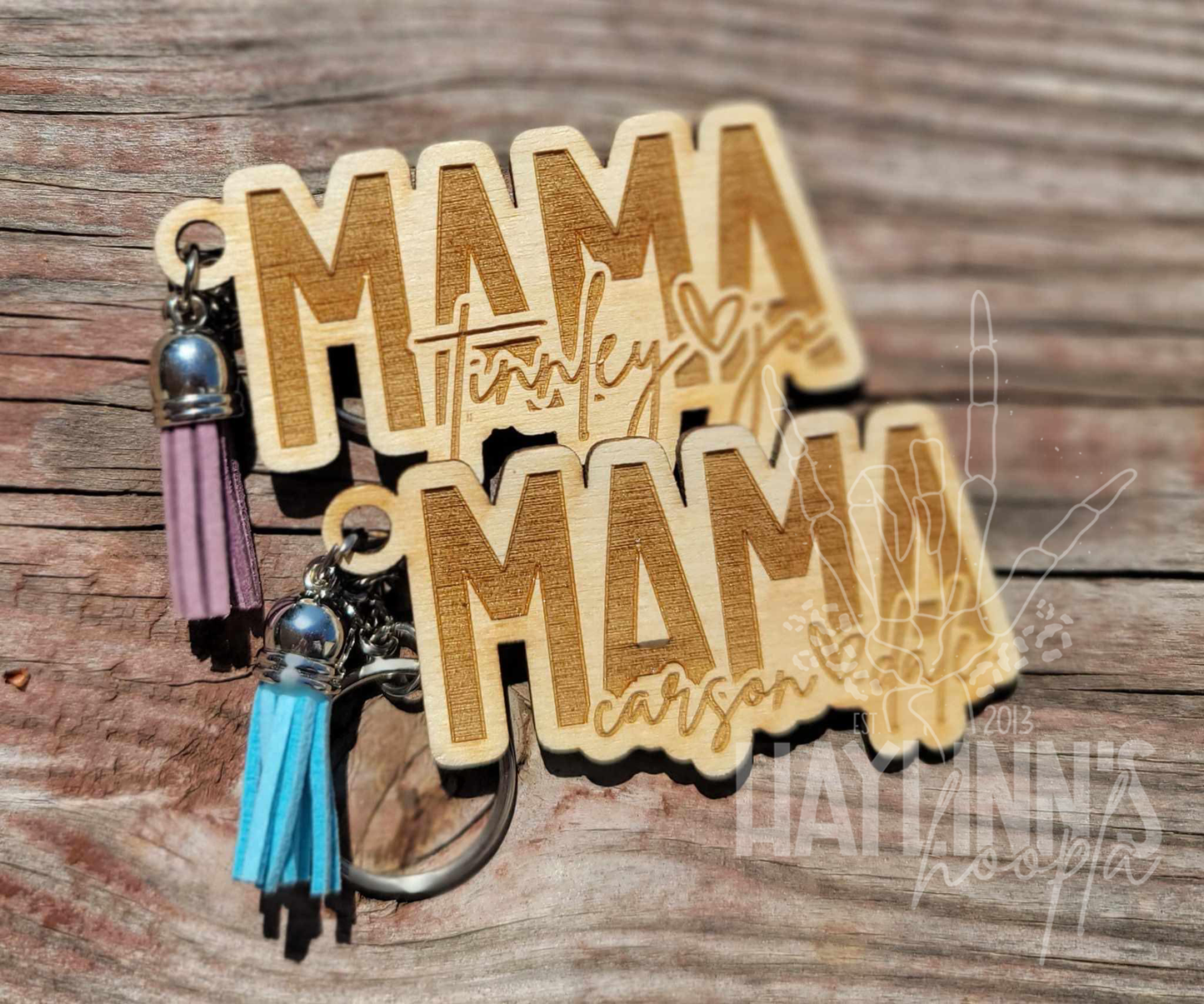 Personalized ENGRAVED Wood Keychains