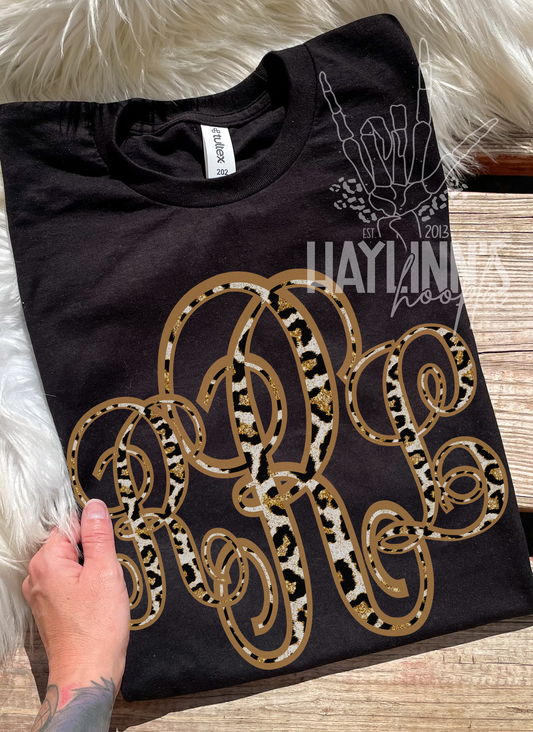 Gold Leopard Monogram Tee