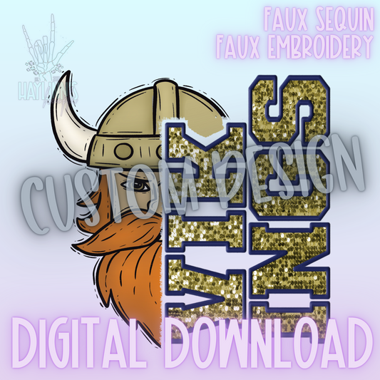 Trendy Faux Sequin/Embroidered Mascot [School Spirit] CUSTOM DIGITAL DESIGN