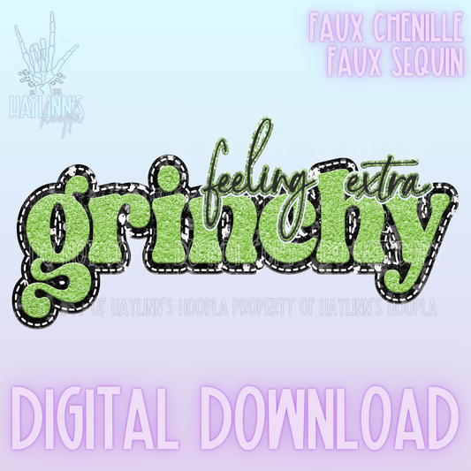 FEELING EXTRA GR*NCHY {lime/black} Faux Sequin/Chenille DIGITAL DESIGN