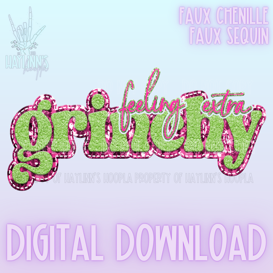 FEELING EXTRA GR*NCHY {lime/pink} Faux Sequin/Chenille DIGITAL DESIGN