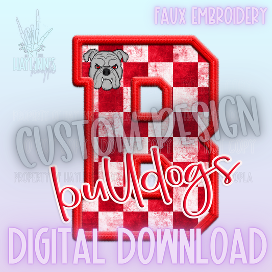 Checkered Faux Embroidered Mascot [School Spirit] CUSTOM DIGITAL DESIGN
