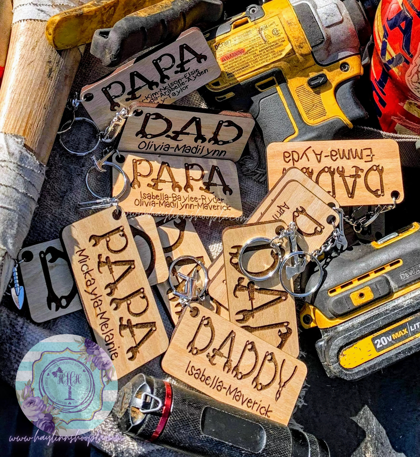 Personalized ENGRAVED Wood Keychains (Masculine Version)