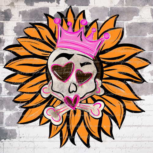 Pink Sunflower Skull