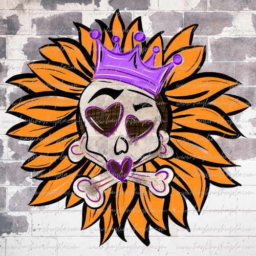 Purple Sunflower Skull