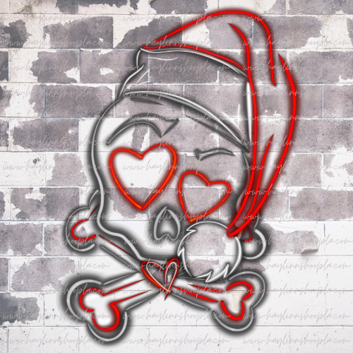 Red/Smoke Neon Skull (with Santa Hat)